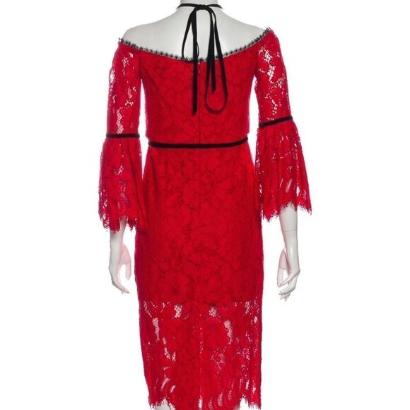 Alexis Red Lace Strapless Dress With Sleeves Small - Picture 5 of 11